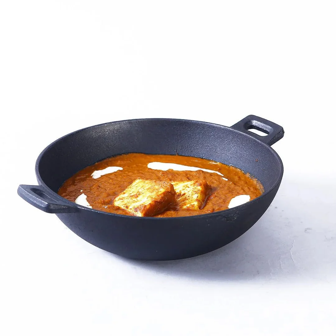 Threads &Aura 24cm Cast Iron Kadhai 1.9L Pre-Seasoned Induction Compatible Heavy Duty Iron Kadai for Frying Cooking Roasting and Deep Fry image 1