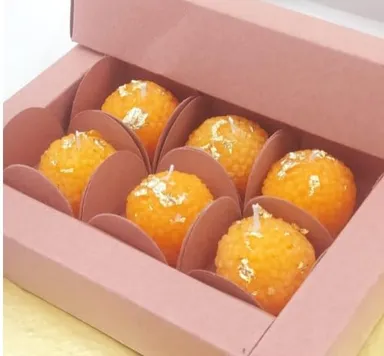 Laddu Candles Set of 6 Decorative Wax Candles with Gift Box for Diwali Home Décor Festival Return Gifts thumbnail 1
