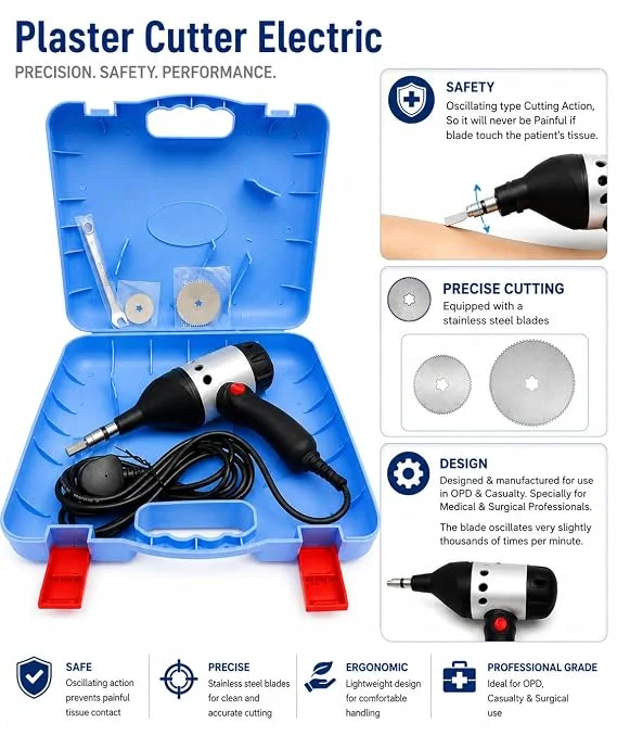 Electric Plaster Cutter for POP Cast Removal with 2 Stainless Steel Oscillating Blades, Orthopaedic Cast Saw, Plaster of Paris Cutter for Hospital, Clinic, Emergency and Medical Use image 3