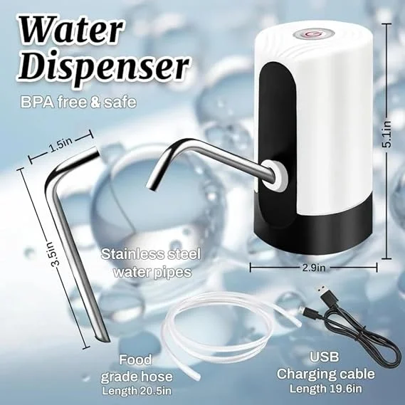 Automatic Wireless Water Dispenser Pump for 20L Water Bottles | USB Rechargeable Portable Drinking Water Pump | Low Noise Electric Water Dispenser for Home, Office & Kitchen image 3