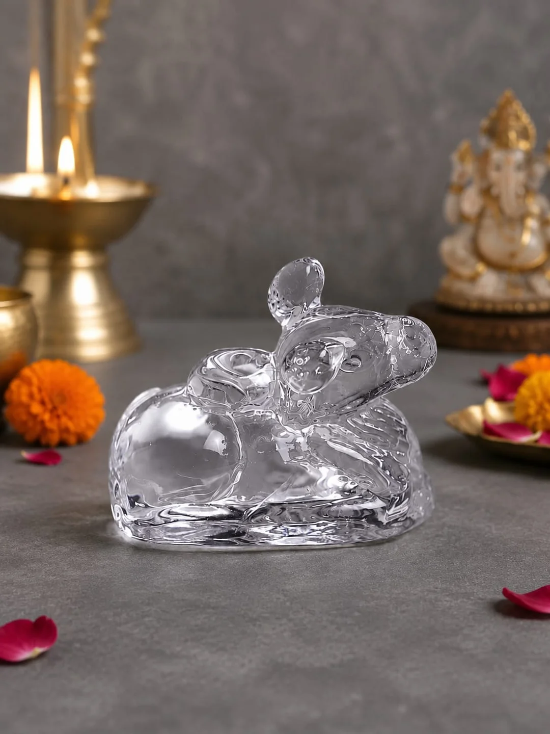 Premium Clear Crystal Mouse Figurine Decorative Glass Animal Showpiece for Home Décor, Office Desk, Living Room, Display Shelf & Luxury Gift Collection image 2