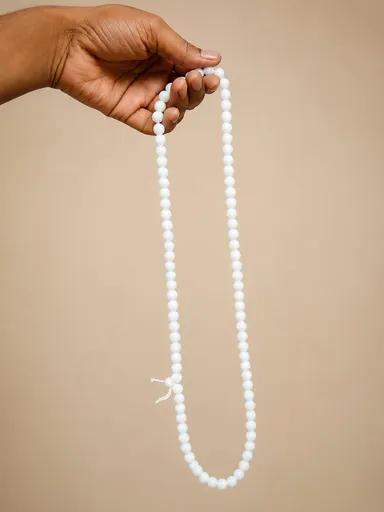 Premium White Smooth Bead Clear Crystal Bead Jap Mala for Meditation, Mantra Chanting, Yoga, Daily Prayer & Spiritual Healing with Tassel Premium White Smooth Bead Free Size thumbnail 1