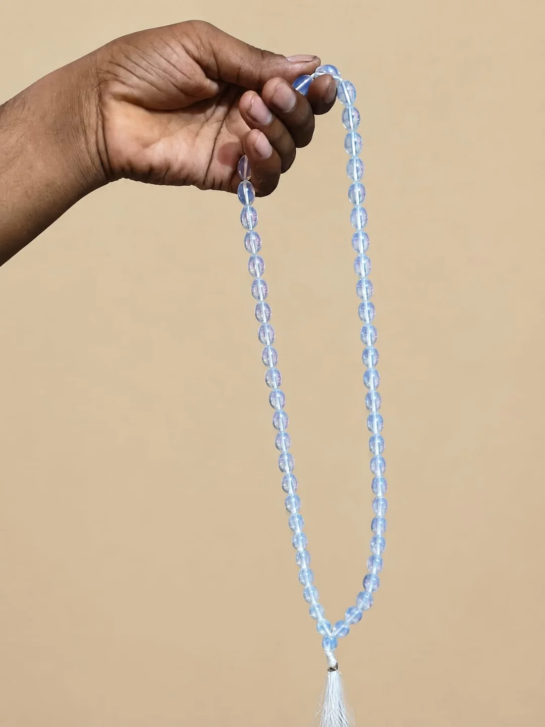 Premium Sky Blue Crystal Finish Bead Jap Mala for Meditation, Mantra Chanting, Yoga, Daily Prayer & Spiritual Healing with Tassel Premium Sky Blue Crystal Finish Free Size image 2