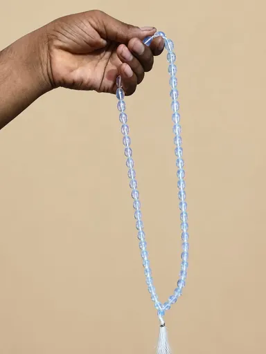 Premium Sky Blue Crystal Finish Bead Jap Mala for Meditation, Mantra Chanting, Yoga, Daily Prayer & Spiritual Healing with Tassel Premium Sky Blue Crystal Finish Free Size thumbnail 1