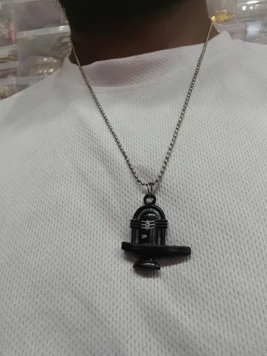Black Shiv Ling Pendant Necklace for Men & Women | Mahadev Shiva Lingam Religious Pendant with Ball Chain | Spiritual Hindu Devotional Fashion Jewelry thumbnail 1
