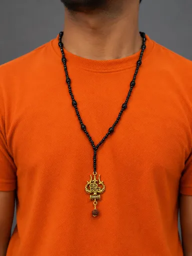Gold Plated Har Har Mahadev Trishul
