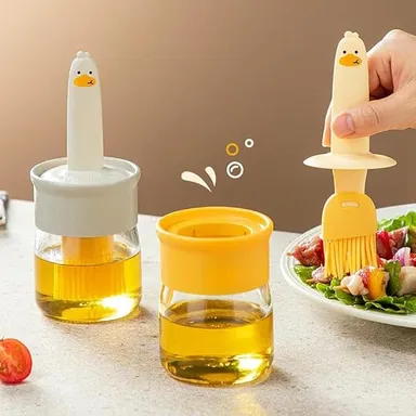 2 in 1 Oil Dispenser Bottle with Silicone Basting Brush | Plastic Oil Bottle for Cooking, BBQ, Grilling, Baking, Roasting & Kitchen Use thumbnail 2