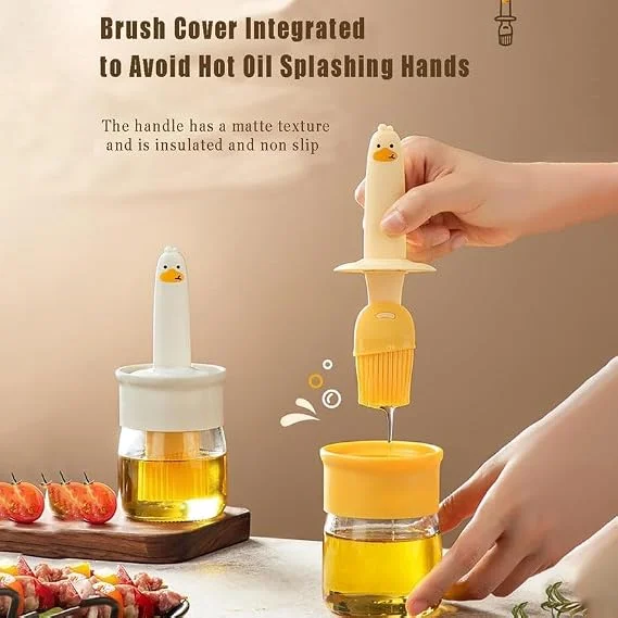 2 in 1 Oil Dispenser Bottle with Silicone Basting Brush | Plastic Oil Bottle for Cooking, BBQ, Grilling, Baking, Roasting & Kitchen Use image 4