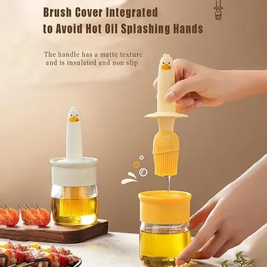 2 in 1 Oil Dispenser Bottle with Silicone Basting Brush | Plastic Oil Bottle for Cooking, BBQ, Grilling, Baking, Roasting & Kitchen Use thumbnail 3