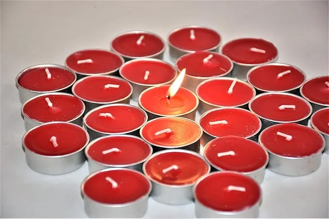 Pure Source Scented Rose Wax Tealight Candles Pack of 25 | Red Decorative Fragrance Tea Light Candles for Home Décor, Diwali, Romantic Dinner, Spa, Meditation & Gifting image 2