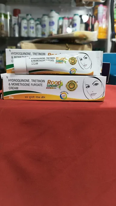 Roop Sundari Gold Cream Hydroquinone, Tretinoin & Mometasone Furoate Cream 20g – Triple Action Prescription Cream for Melasma, Hyperpigmentation, Dark Spots & Uneven Skin Tone thumbnail 1