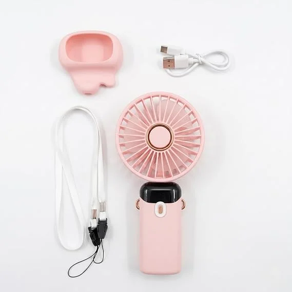 Portable Mini Handheld USB-C Rechargeable Fan with LED Digital Display, Mobile Phone Stand, Neck Lanyard, 5-Speed Personal Desktop Cooling Fan for Travel, Office, Home, Outdoor, Camping, Rechargeable Battery (Random Colour) image 1