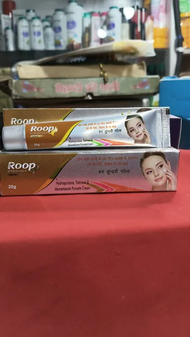 Roop Sundari Gold Cream 20g | Hydroquinone, Tretinoin & Mometasone Furoate Cream for Hyperpigmentation, Melasma, Dark Spots, Acne Marks & Skin Discoloration thumbnail 1