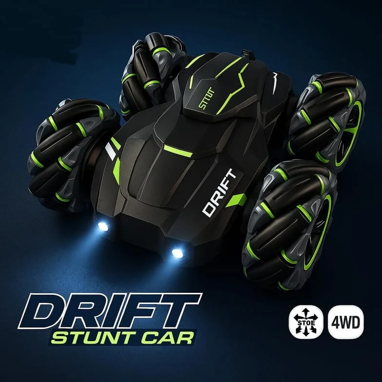 2.4GHz Remote Control 360° Drift Stunt Car for Kids, Double-Sided 4WD RC Tumbling Car with One-Key Rotation, Off-Road All Terrain High-Speed Toy Vehicle for Boys & Girls Age 6+ Black 7Y-8Y image 4