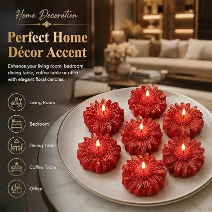 Threads & Aura Pure Soy Wax Daisy Flower Candle Set of 3 | Handcrafted Decorative Floral Scented Candles for Home Décor, Gifts, Wedding & Festive Decoration image 3