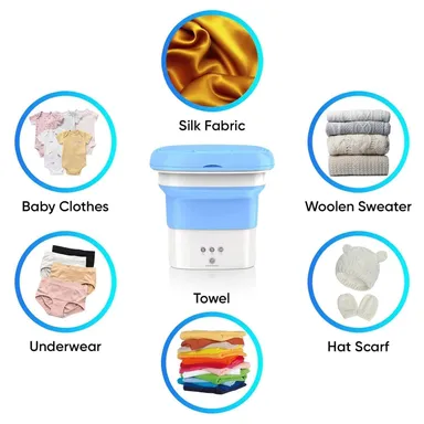 Portable 16L Mini Washing Machine with Spin Basket Foldable Small Washer for Underwear Baby Clothes Socks Travel Laundry Deep Cleaning A4 thumbnail 2