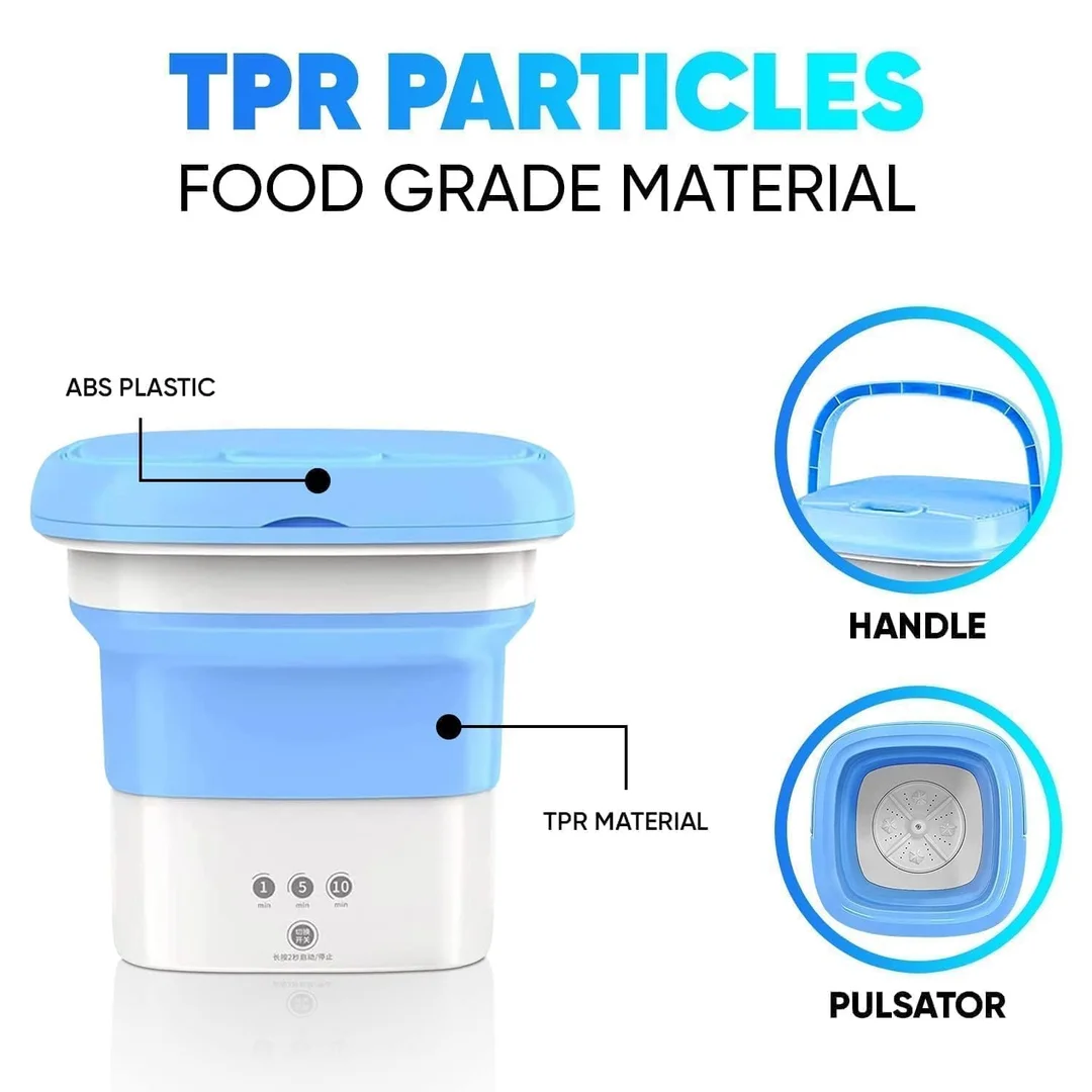 Portable 16L Mini Washing Machine with Spin Basket Foldable Small Washer for Underwear Baby Clothes Socks Travel Laundry Deep Cleaning A4 image 7