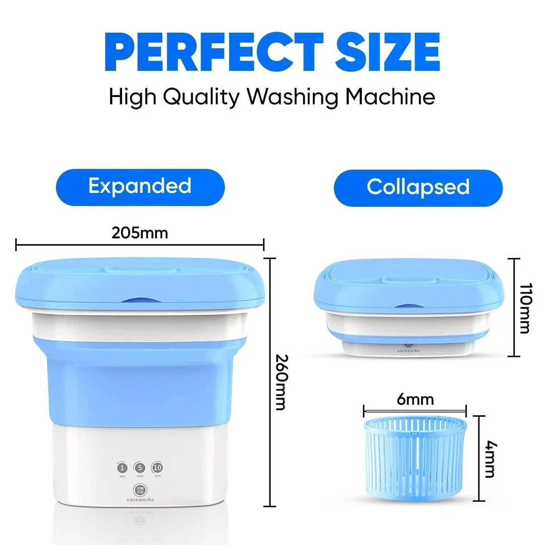 Portable 16L Mini Washing Machine with Spin Basket Foldable Small Washer for Underwear Baby Clothes Socks Travel Laundry Deep Cleaning A4 image 5