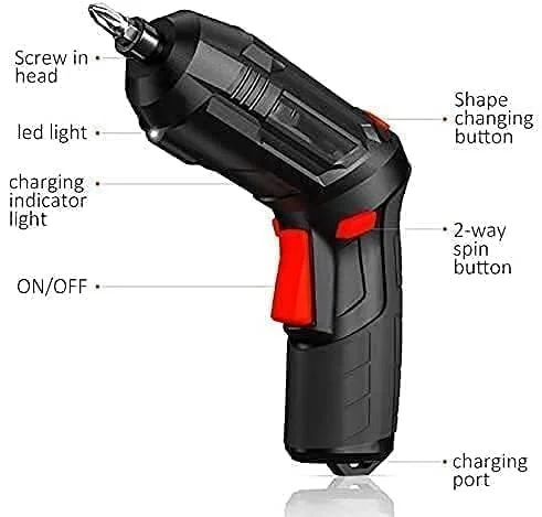 47 in 1 Cordless Electric Screwdriver Drill Kit with Built-in LED Light Rechargeable Wireless Power Screw Gun Tool Set for Home Office DIY Repair image 4