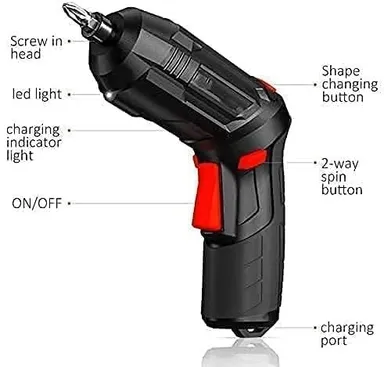 47 in 1 Cordless Electric Screwdriver Drill Kit with Built-in LED Light Rechargeable Wireless Power Screw Gun Tool Set for Home Office DIY Repair thumbnail 3