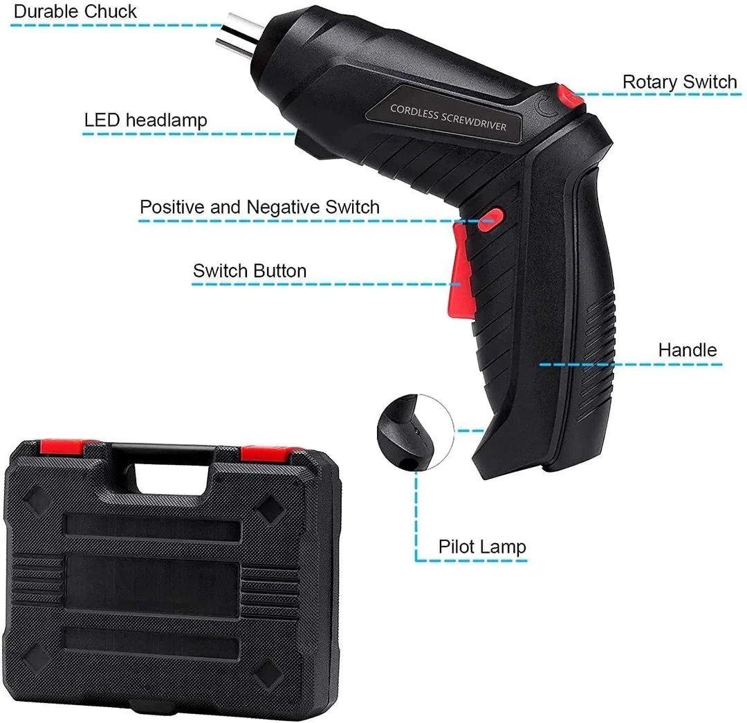 47 in 1 Cordless Electric Screwdriver Drill Kit with Built-in LED Light Rechargeable Wireless Power Screw Gun Tool Set for Home Office DIY Repair image 6