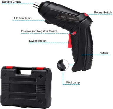 47 in 1 Cordless Electric Screwdriver Drill Kit with Built-in LED Light Rechargeable Wireless Power Screw Gun Tool Set for Home Office DIY Repair thumbnail 5