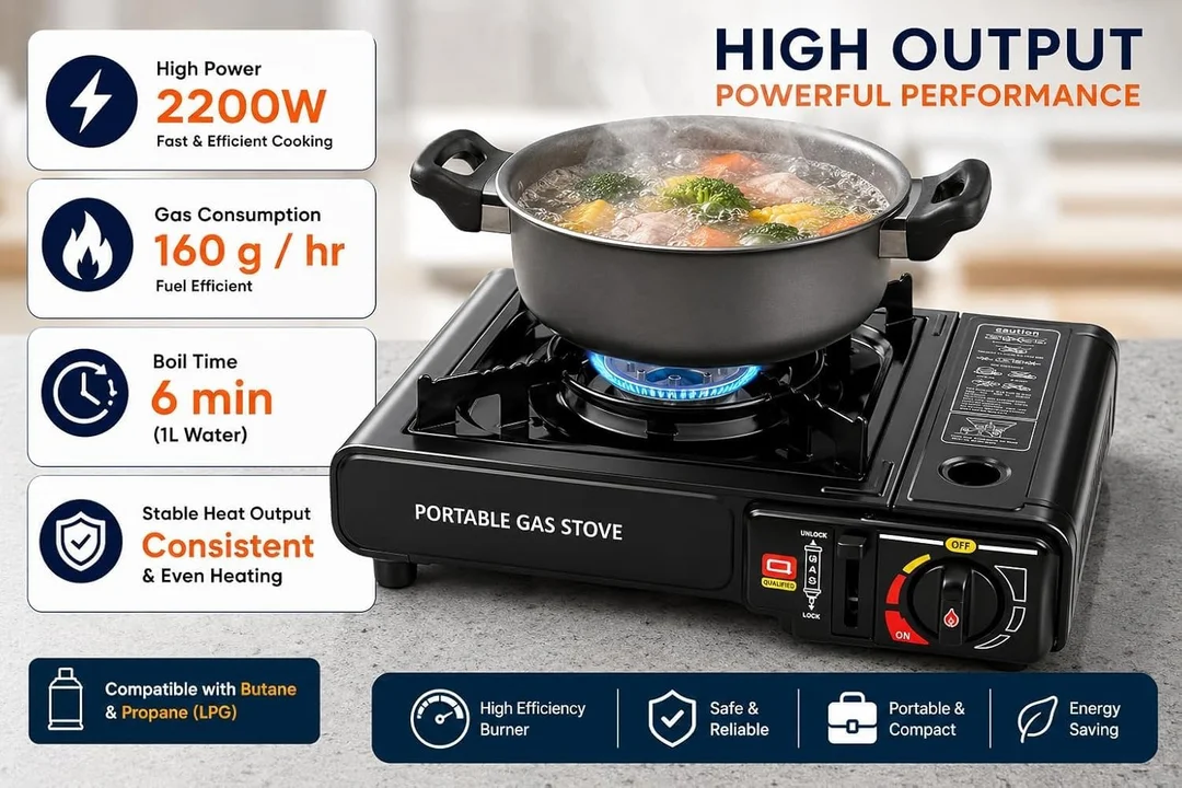 2 in 1 Portable Camping Gas Stove Butane Gas & LPG Cylinder Compatible Single Burner Stove with Automatic Piezo Ignition for Outdoor Cooking Picnic Trekking Emergency Use image 6
