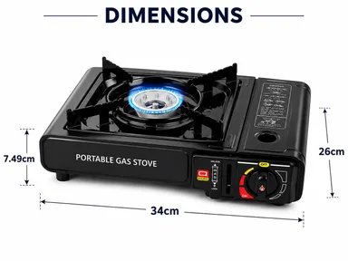 2 in 1 Portable Camping Gas Stove Butane Gas & LPG Cylinder Compatible Single Burner Stove with Automatic Piezo Ignition for Outdoor Cooking Picnic Trekking Emergency Use thumbnail 2