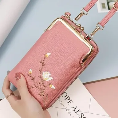Small Crossbody Phone Bag for Women Faux Leather Sling Bag with Metal Clasp Stylish Lightweight Mobile Purse Compact Crossbody Wallet for Phone Cash Cards Multicolor thumbnail 1
