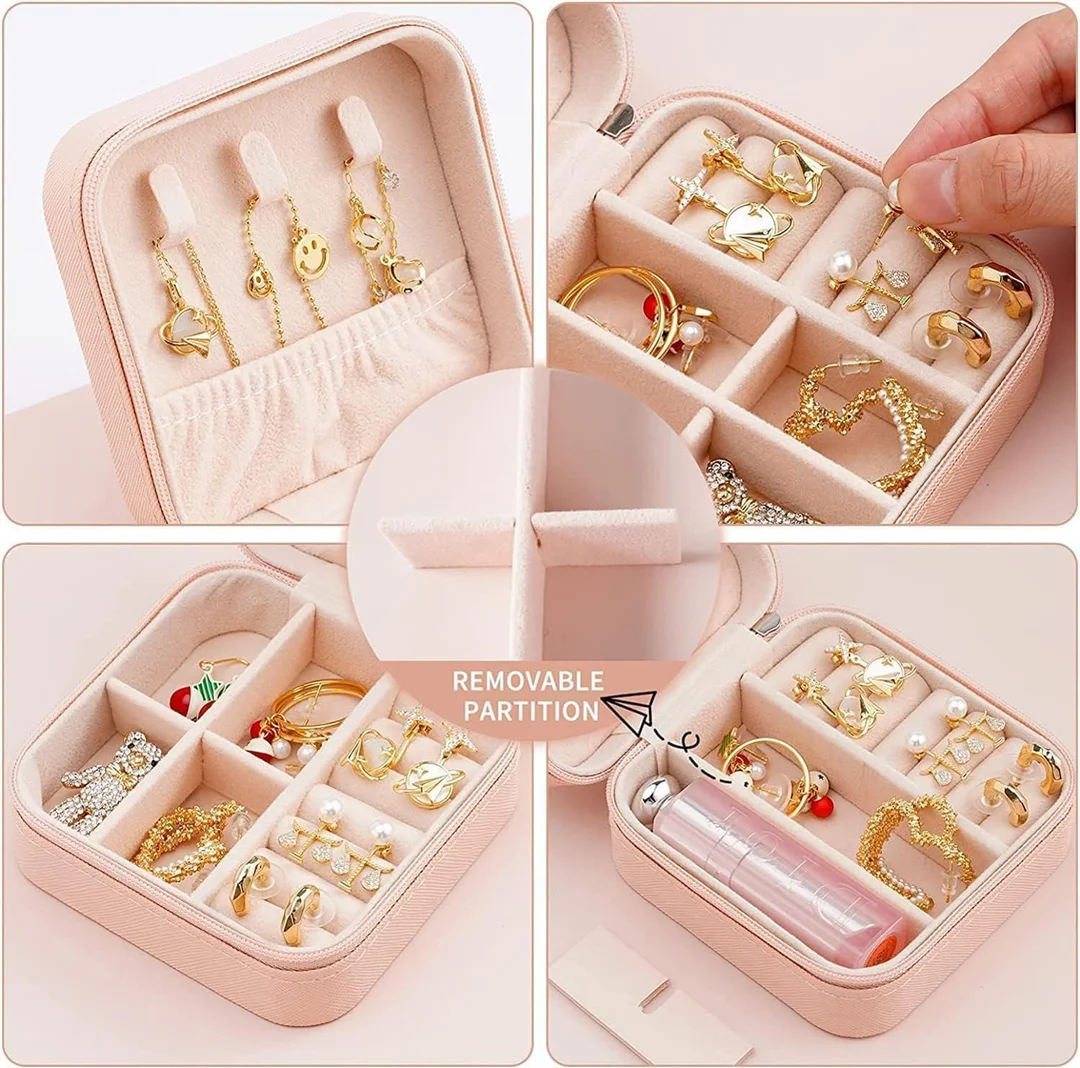 Mini PU Leather Jewelry Box Portable Travel Jewelry Storage Case with Soft Velvet Lining for Rings, Earrings, Necklaces, Bracelets & Small Accessories Compact Jewellery Organizer for Women Multicolor image 6
