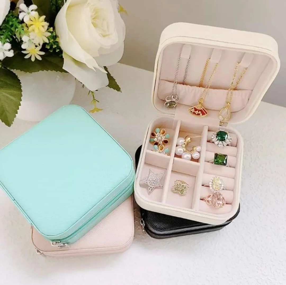 Mini PU Leather Jewelry Box Portable Travel Jewelry Storage Case with Soft Velvet Lining for Rings, Earrings, Necklaces, Bracelets & Small Accessories Compact Jewellery Organizer for Women Multicolor image 2