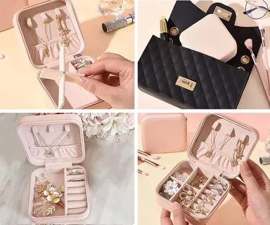 Mini PU Leather Jewelry Box Portable Travel Jewelry Storage Case with Soft Velvet Lining for Rings, Earrings, Necklaces, Bracelets & Small Accessories Compact Jewellery Organizer for Women Multicolor thumbnail 4