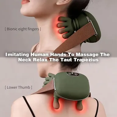 Coliatik Neck Massager with Hands Bionic Heated Deep Tissue Kneading Massage Device for Neck Shoulder Leg Pain Relief, 3 Speed Adjustable USB-C Rechargeable Electric Body Massager for Home Office Relaxation Gift thumbnail 1