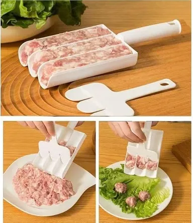 Kitchen Triple Meatball Maker Non-Stick DIY Meat Baller Spoon with Cutting Spade for Meatballs, Fish Balls, Cookie Dough, Falafel, Sorbet, Cake Pops, Dessert Scoop Kitchen Tool thumbnail 3