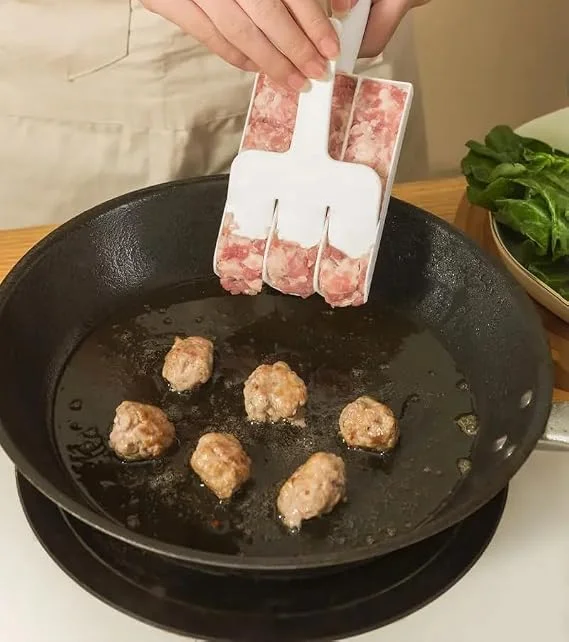 Kitchen Triple Meatball Maker Non-Stick DIY Meat Baller Spoon with Cutting Spade for Meatballs, Fish Balls, Cookie Dough, Falafel, Sorbet, Cake Pops, Dessert Scoop Kitchen Tool image 3