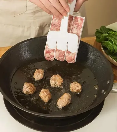 Kitchen Triple Meatball Maker Non-Stick DIY Meat Baller Spoon with Cutting Spade for Meatballs, Fish Balls, Cookie Dough, Falafel, Sorbet, Cake Pops, Dessert Scoop Kitchen Tool thumbnail 2