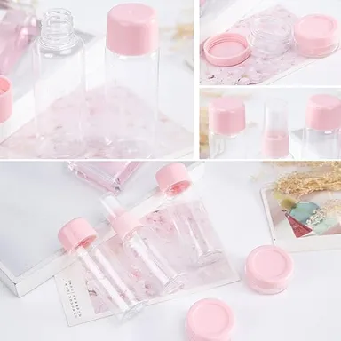 7-Pcs Leak Proof Travel Bottles Kit Refillable Toiletry Containers Set with Transparent Storage Pouch for Shampoo Lotion Body Wash Cream Soap Cosmetics Travel Accessories Multicolor TSA Friendly Portable Reusable Silicone Plastic Travel Packing Bottles thumbnail 3