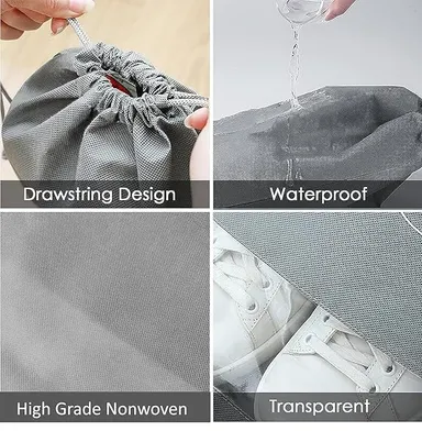 Transparent Shoe Bag for Travel & Storage Pack of 5 Drawstring Shoe Pouches, Dustproof Breathable Shoe Organizer Covers for Women Men, Space Saving Travel Luggage Storage Bags Multicolor thumbnail 1