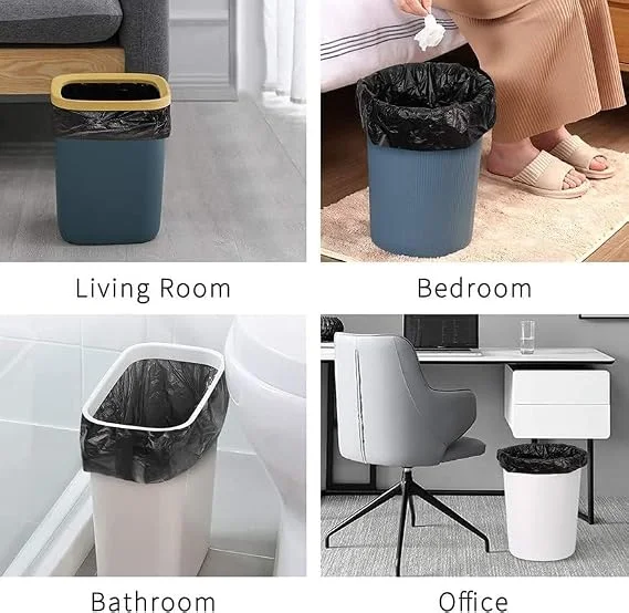 Medium Black Garbage Bags for Dustbin 30 Pieces, 19 x 21 Inches Trash Bags Covers for Wet & Dry Waste, Leak Resistant Kitchen Bin Liners for Home Office Cleaning image 2