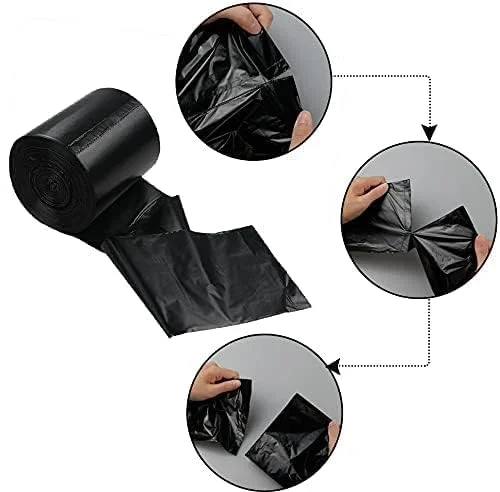 Medium Black Garbage Bags for Dustbin 30 Pieces, 19 x 21 Inches Trash Bags Covers for Wet & Dry Waste, Leak Resistant Kitchen Bin Liners for Home Office Cleaning image 3