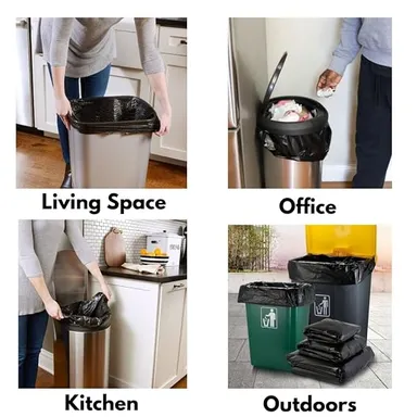 Medium Black Garbage Bags for Dustbin 30 Pieces, 19 x 21 Inches Trash Bags Covers for Wet & Dry Waste, Leak Resistant Kitchen Bin Liners for Home Office Cleaning thumbnail 3