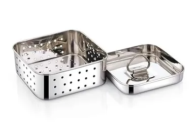 Stainless Steel Paneer Maker & Cheese Mold with Lid 350 ml, Food Grade Tofu Press, Homemade Paneer & Cheese Maker, Kitchen Cheese Press Mold 10.4 × 10.4 × 4.2 cm, Reusable Dairy Making Tool for Homemade Paneer, Tofu, Cottage Cheese thumbnail 1