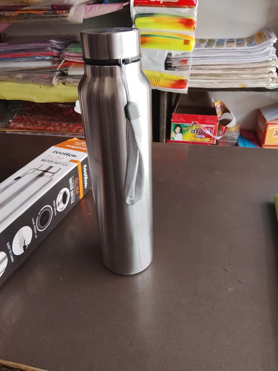 Coolton Stainless Steel Water Bottle 1000ml Silver, Leak Proof Vacuum Insulated Flask with Easy Carry Strap, Reusable Metal Bottle for Office, Gym, Travel & Daily Hydration image 2