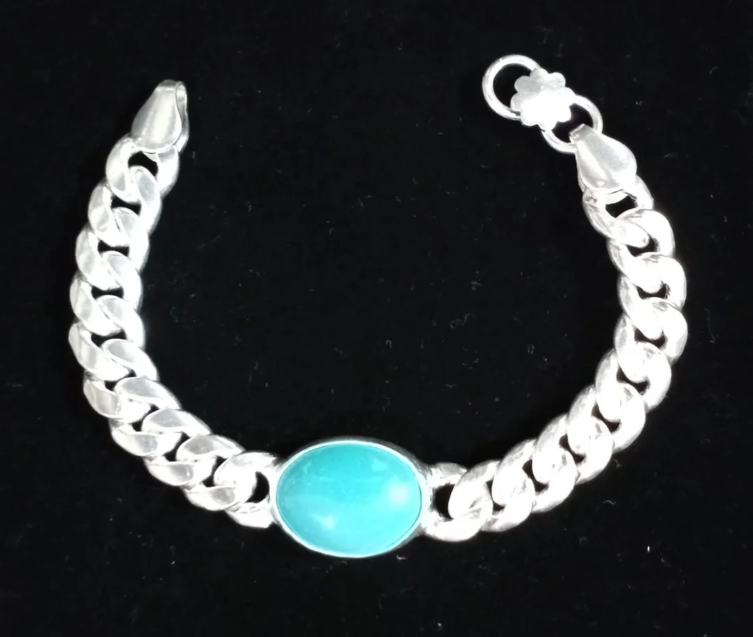 Premium Quality German Silver White Metal Fancy Designer Turquoise Bracelet 10 Inches Standard Size Fashion Jewellery Handcrafted Look Elegant Ethnic Wear Accessory for Women image 2