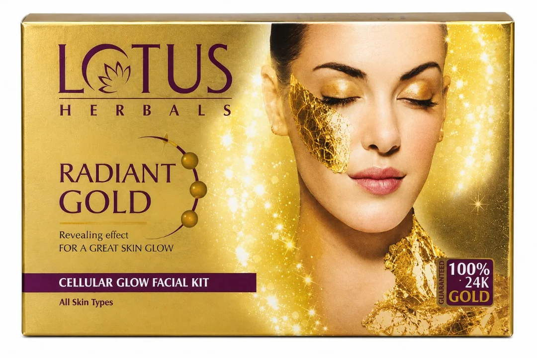 Lotus Herbals Radiant Gold Cellular Glow Facial Kit with 24K Gold, 4-Step Facial Care Kit for Radiance & Glow image 1