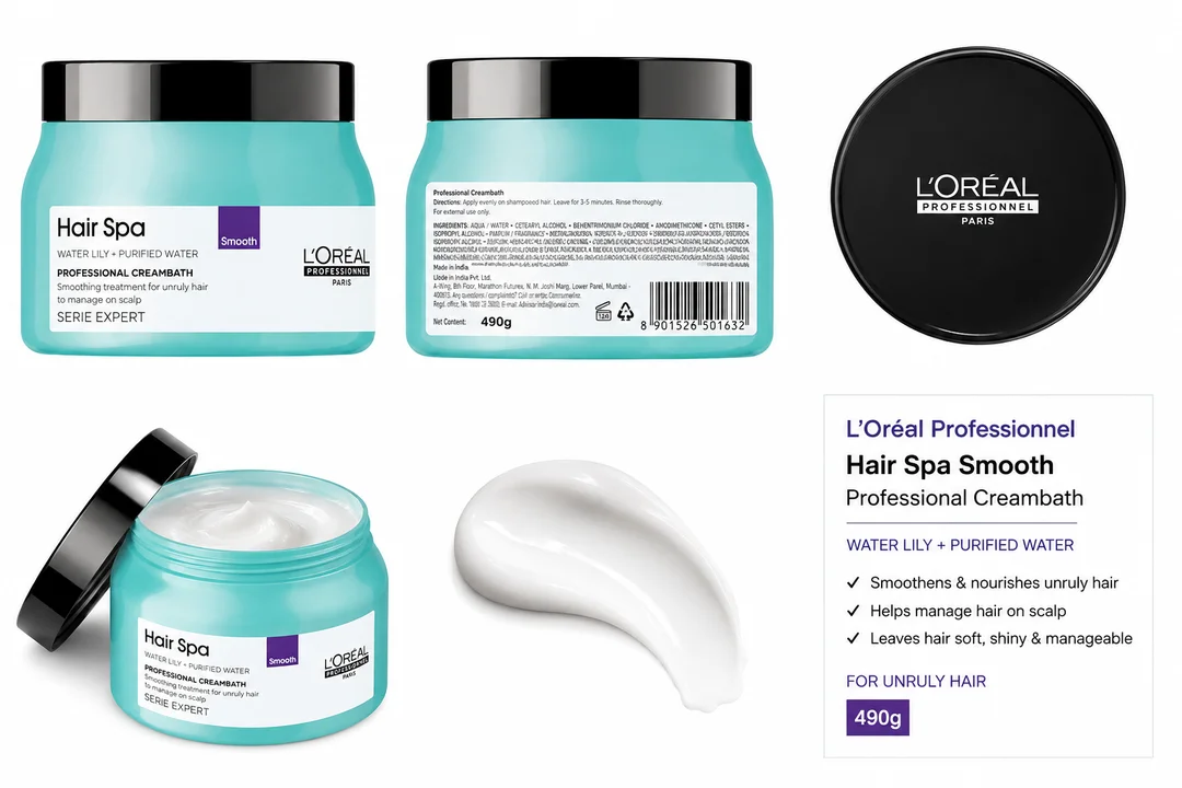 L’Oréal Professionnel Hair Spa Smooth Professional Creambath with Water Lily & Purified Water for Unruly Hair – 490 g image 2