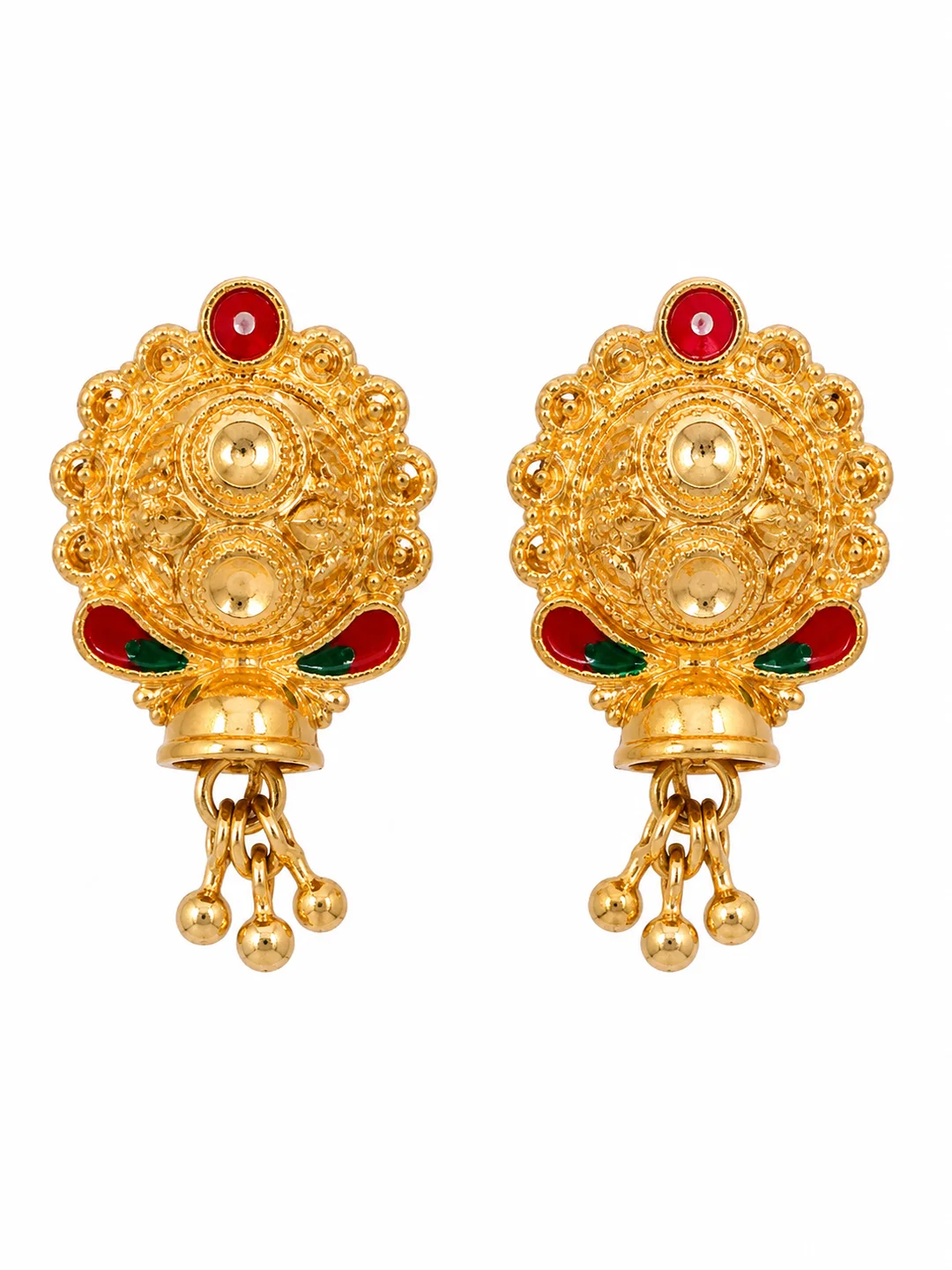 Traditional Gold-Tone Antique Peacock Design Jhumka Earrings for Women & Girls image 1