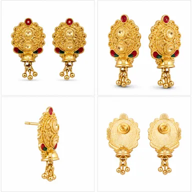 Traditional Gold-Tone Antique Peacock Design Jhumka Earrings for Women & Girls thumbnail 1