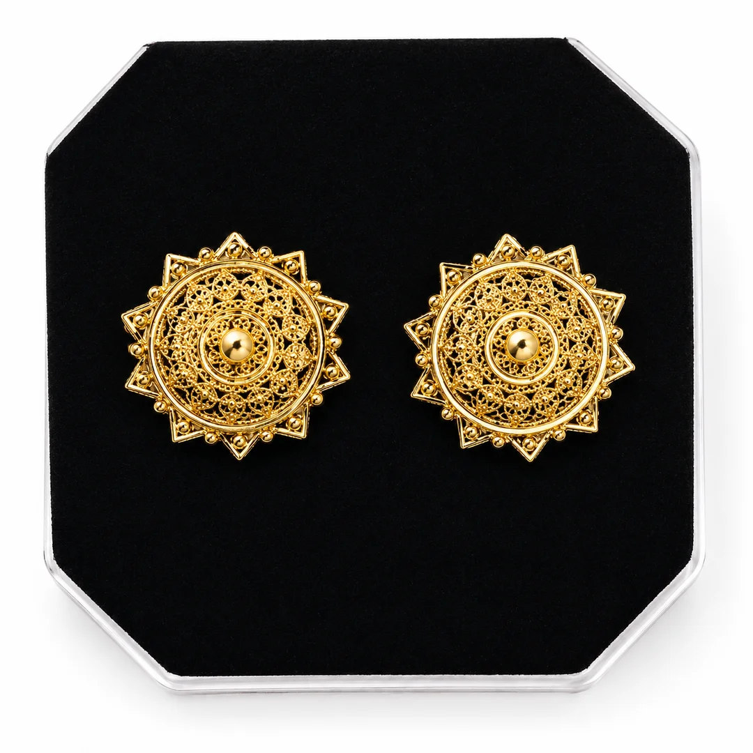 Traditional Gold-Plated Mandala Stud Earrings for Women & Girls image 1