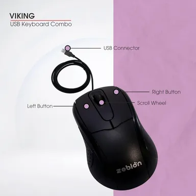 Zebion Vikings Wired Keyboard Mouse Combo, Black – Best Wired Keyboard and Mouse Combo for Gaming, PC, and Laptop thumbnail 2